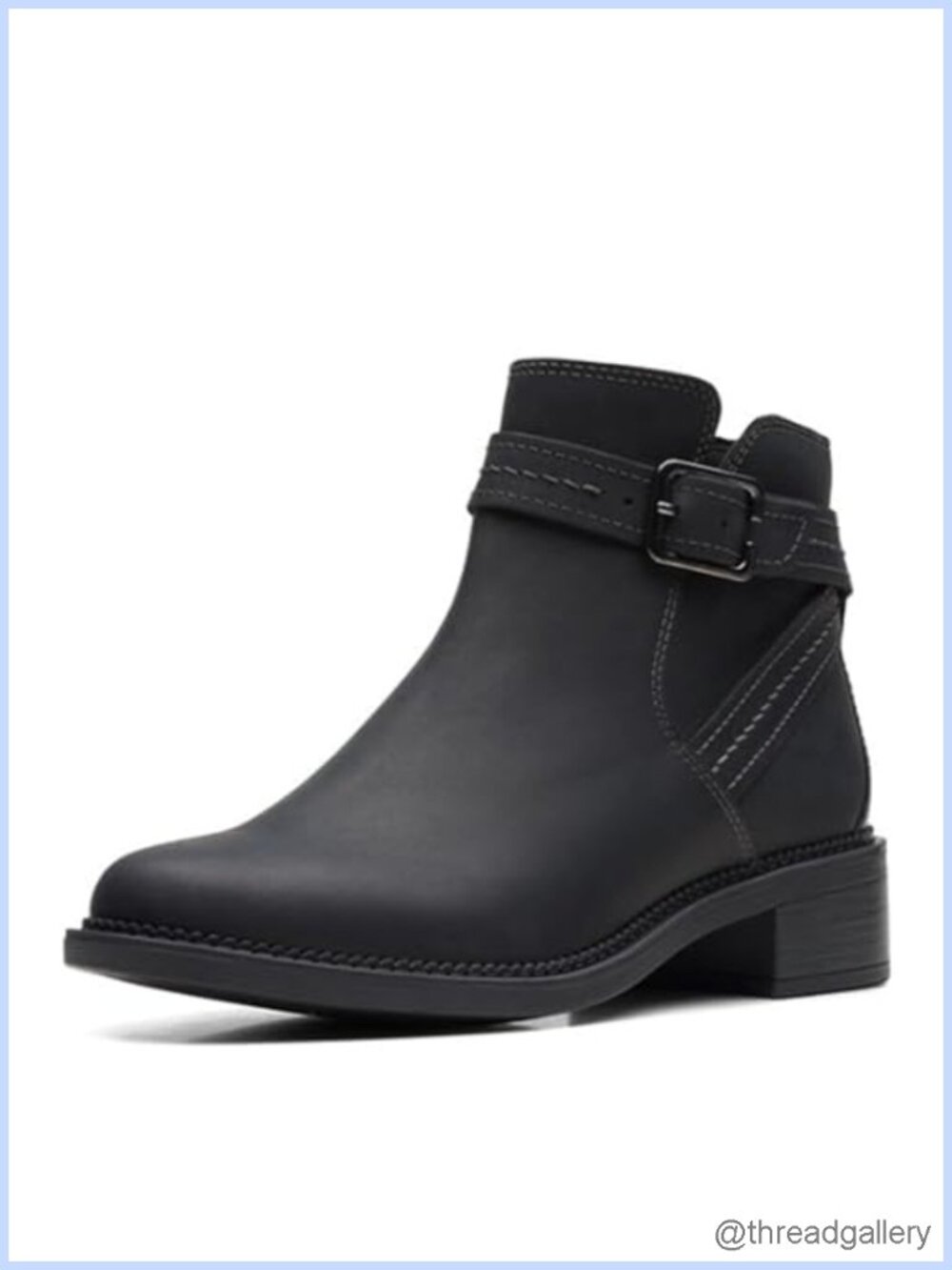 Suede Ankle Bootie with Zip Closure and Buckle Strap Detail